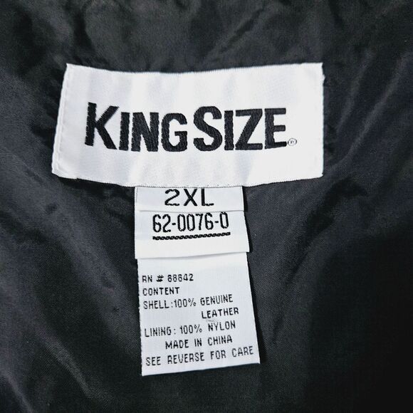King Size Mens Leather Vest Black Size 2XL 100% Leather Button Close Pockets - Picture 5 of 12